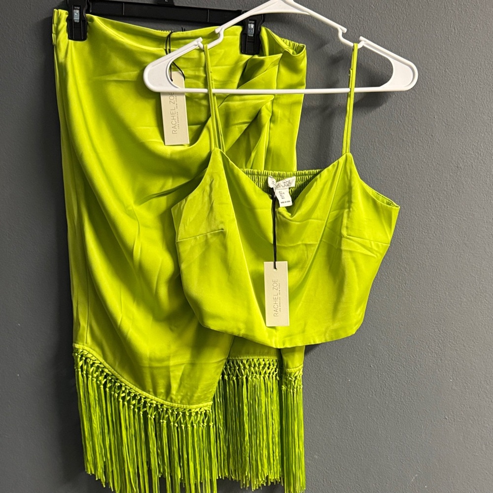 Electric green skirt set